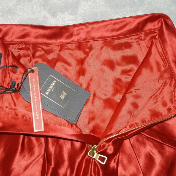 Balmain X H&M red skirt NWT SZ 4 - Picture 4 of 9